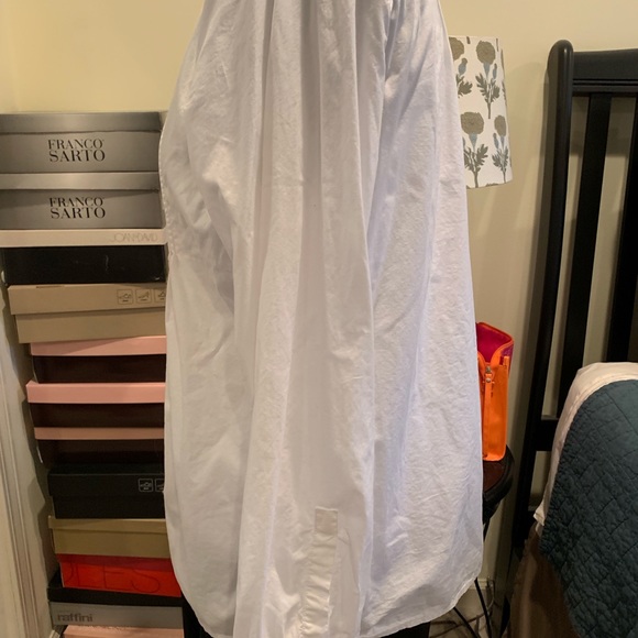 Lands End White Textured Long Sleeve Tuck Blouse - Picture 5 of 6